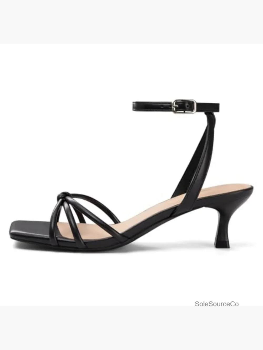 Square Open Toe Strappy Kitten Heels Ankle Strap Dress Sandals